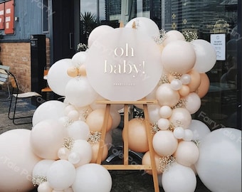 Double Cream Peach Balloon Garland Kit 82pcs Pearl White Latex Balloons Arch Baby Shower Birthday Party Decor Weddling Decorations Supplies