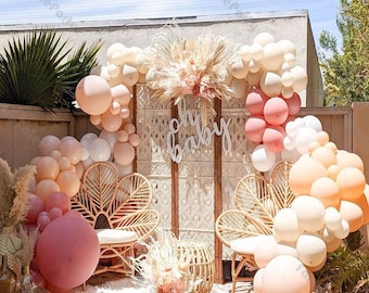 6-18ft Balloon Garland Kit Dusty Pink and Cream Peach Balloon Arch Matte White Sand Baby Shower Birthday Wedding Party Decor Backdrop