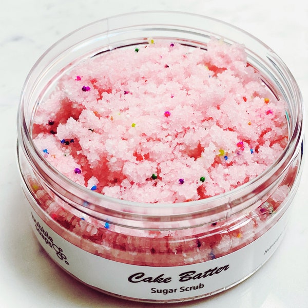 Pink Cake Batter Sugar Scrub Vanilla Natural Body Scrub Rainbow Sprinkles Bachelorette Party Gift Bath and Beauty for Her Barbie Pink Bath