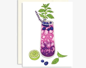 Blueberry Mojito Blank Card