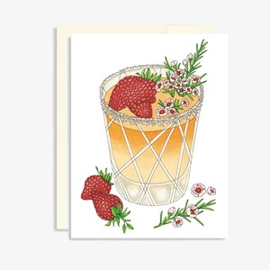 Strawberry & Waxflower Cocktail Blank Card