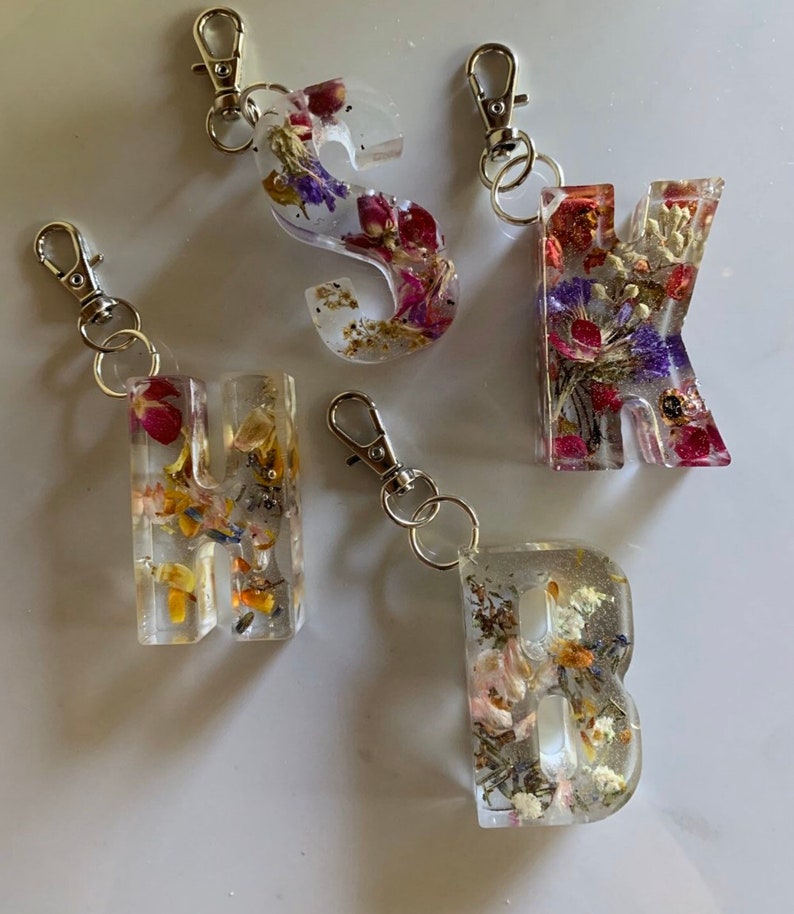 Floral Resin Letter Keychains Etsy Floral resin letter keychains etsy