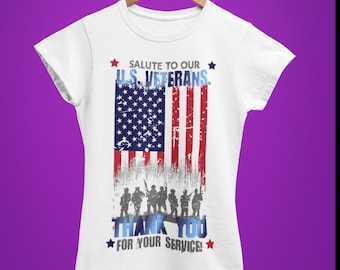 Camiseta de mujer SALUDO VETERANOS DE EE. UU. (Tallas S - 2XL)