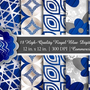 18 Royal Blue Accent digitale patronen voor scrapbooking | Klik voor details