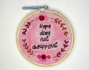 Hope embroidery hoop art, embroidery wall hanging, positive quote embroidery, hoop wall art, house warming gift