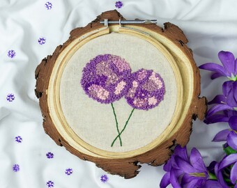 Botanical hand embroidery - floral hoop wall art - round botanical design