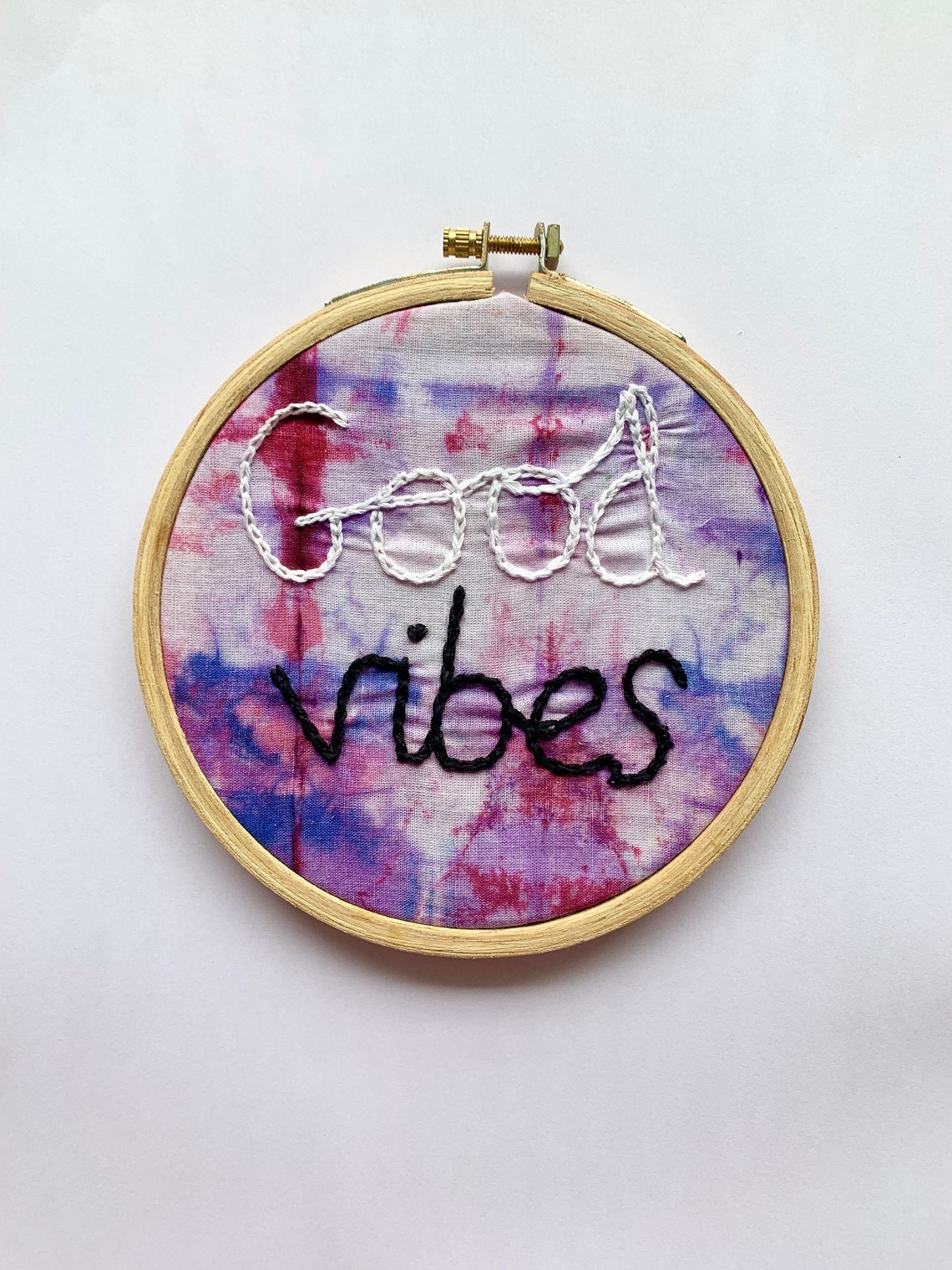 Good vibes hand jessecmault hoop art 5 inch good vibes  etsy