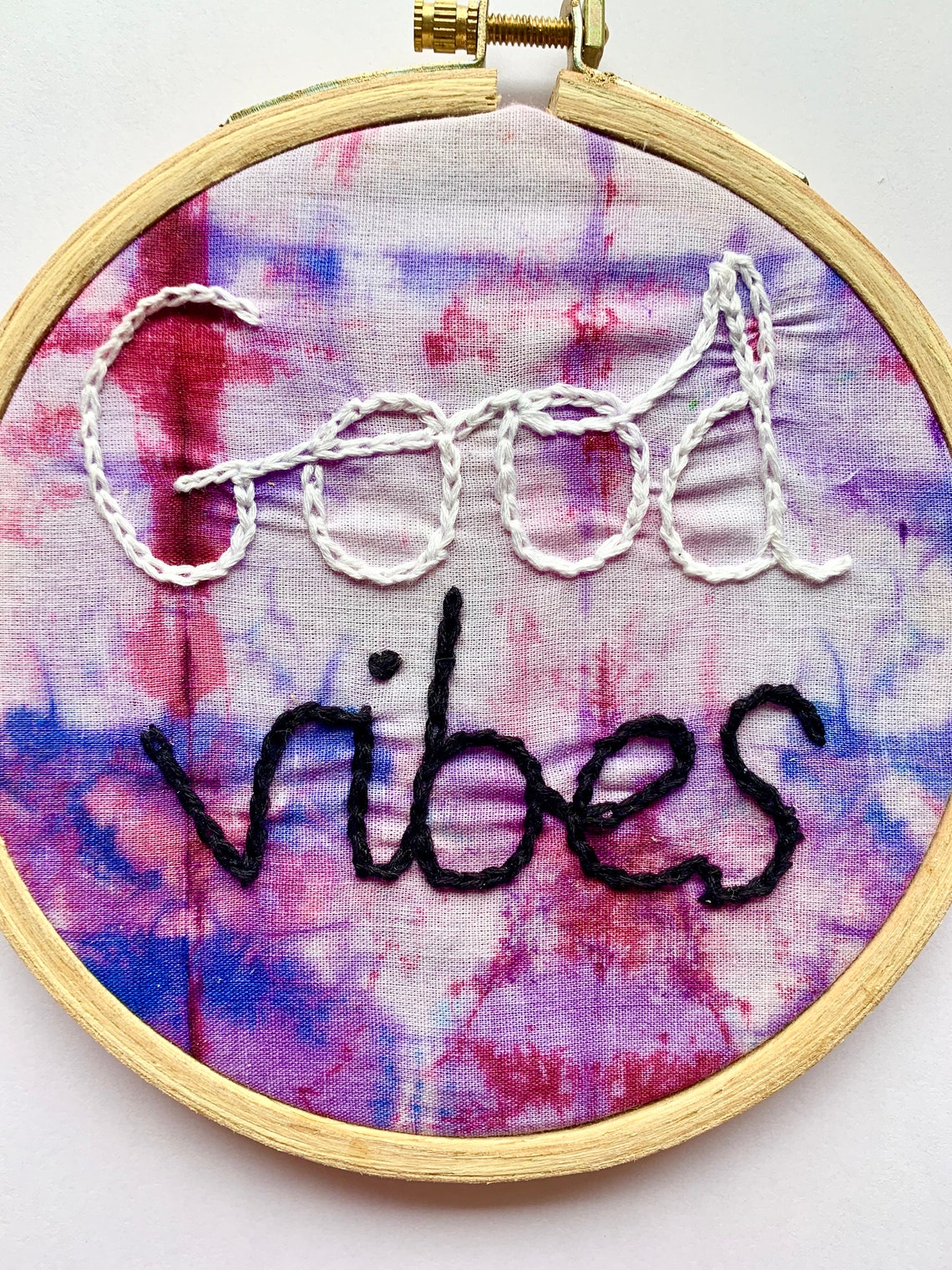 Good vibes hand jessecmault hoop art 5 inch good vibes  etsy
