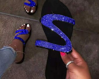 royal blue flat sandals