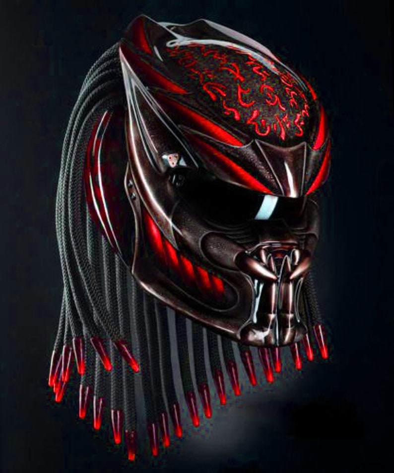 The Best Predator Helmet Street Fighter Black Red Margin Style Custom For Motorcycle Approved DOT & ECE