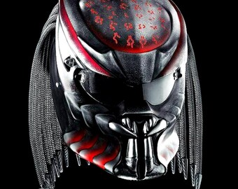 Alien Predator Robot Style Motorcycle Full Face Laser Light Customized  Helmet With Dreadlocks - Etsy Norway