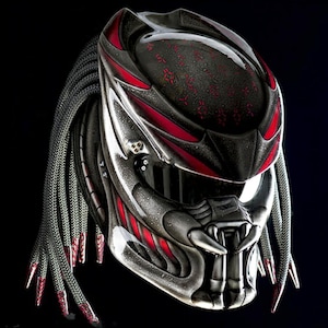 The Best Seller, Predator Helmet Red Line Style Custom For Motorcycle Approved DOT & ECE