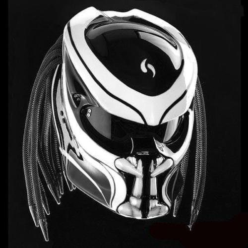 Predator Helmet Custom For Motorcycle Black White Line Margin Style  approved DOTECE