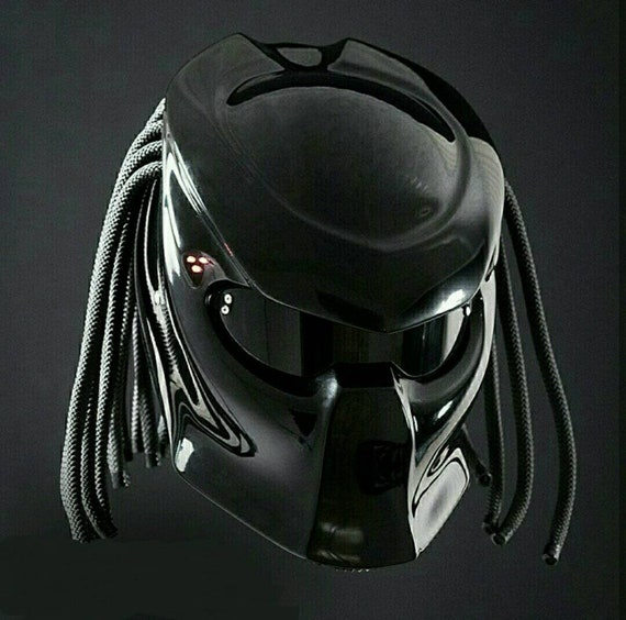 Black Custom Predator Motorcycle Helmet 
