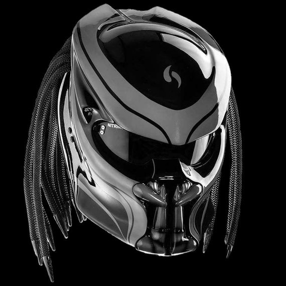 pico Sucio Tesauro Casco Predator Negro Gris Personalizado Para Moto Homologado - Etsy España