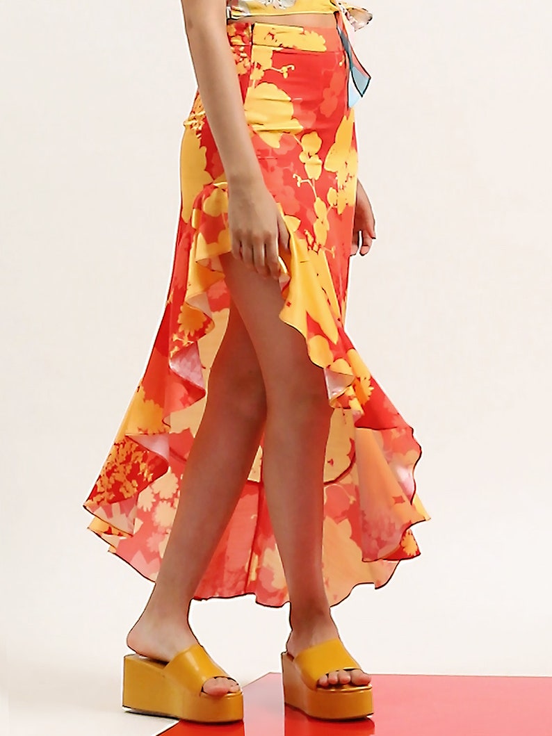 Sunkissed Bloom Skirt for Women, Slit Skirt, Summer Skirt, Wrap Dress, Floral Midi Skirt, Long Skirt, Beach Skirt Coverup, Bikini Cover Up image 10