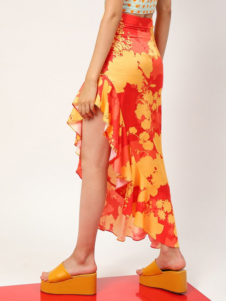 Sunkissed Bloom Skirt for Women, Slit Skirt, Summer Skirt, Wrap Dress, Floral Midi Skirt, Long Skirt, Beach Skirt Coverup, Bikini Cover Up image 7