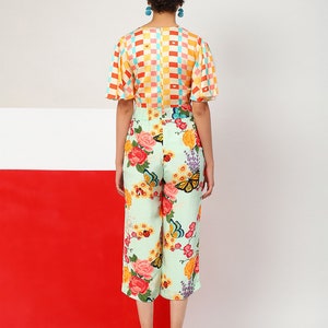 Play Suit Kawaii, Floral Summer Short Button Up Playsuit for Women, Boho Jumpsuit Plus Size, Flower Summer Dress, Modern Dress, Romper Dress image 4