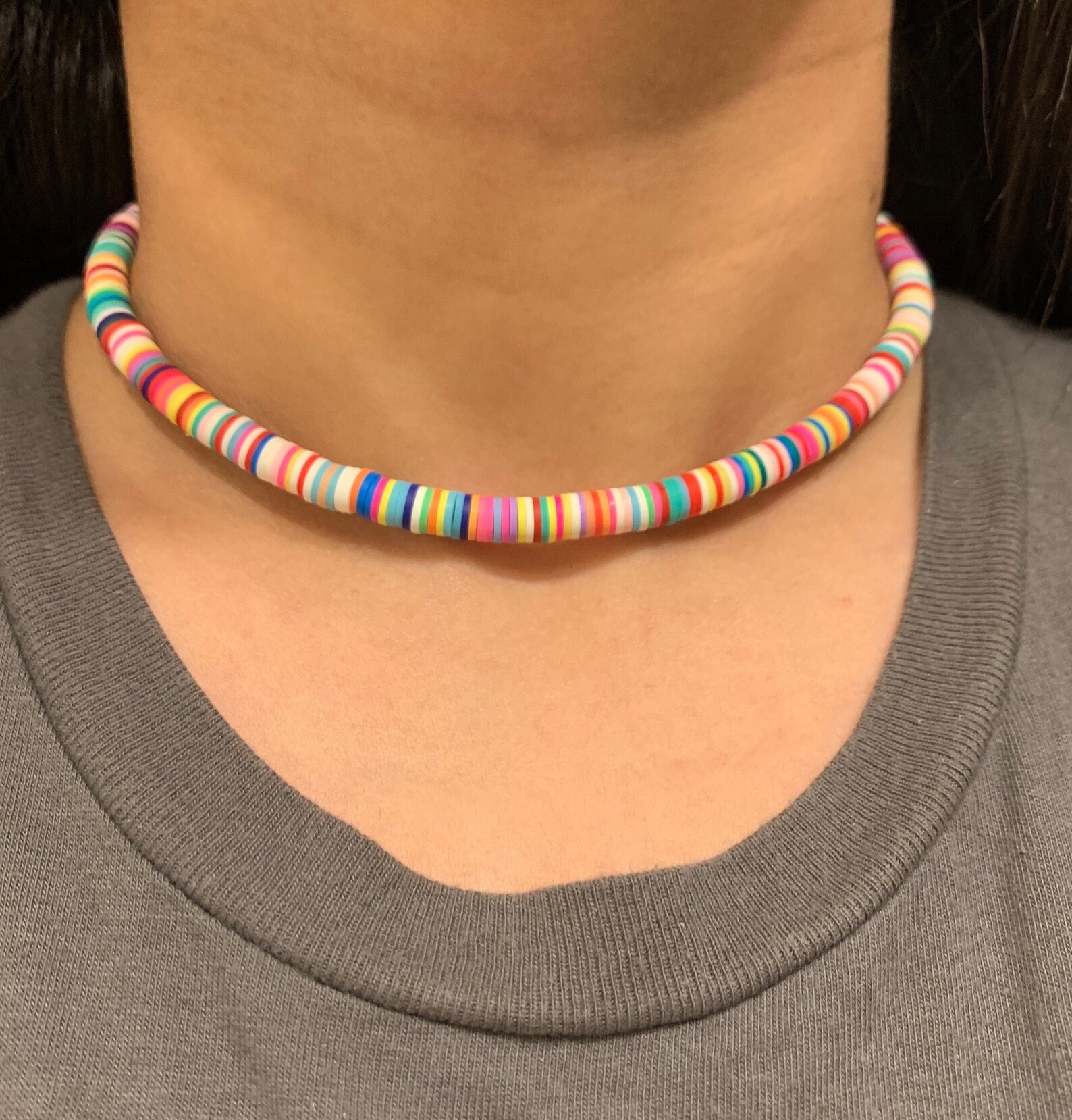 Rainbow Heishi Bead Necklace Heishi Bead Choker Heishi Bead Etsy