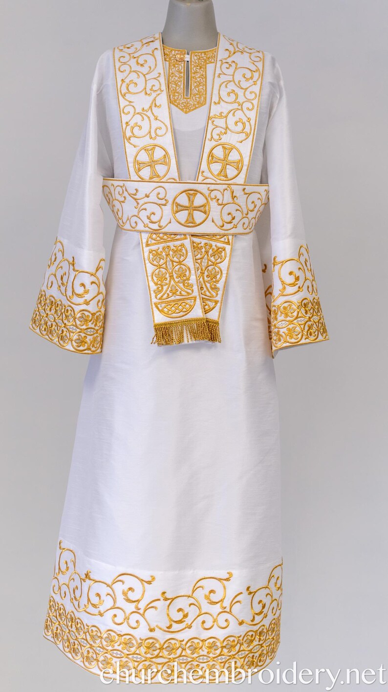Protodeacon Fully Embroidered Orthodox Deacon Protodeacon Vestments Set White - Etsy