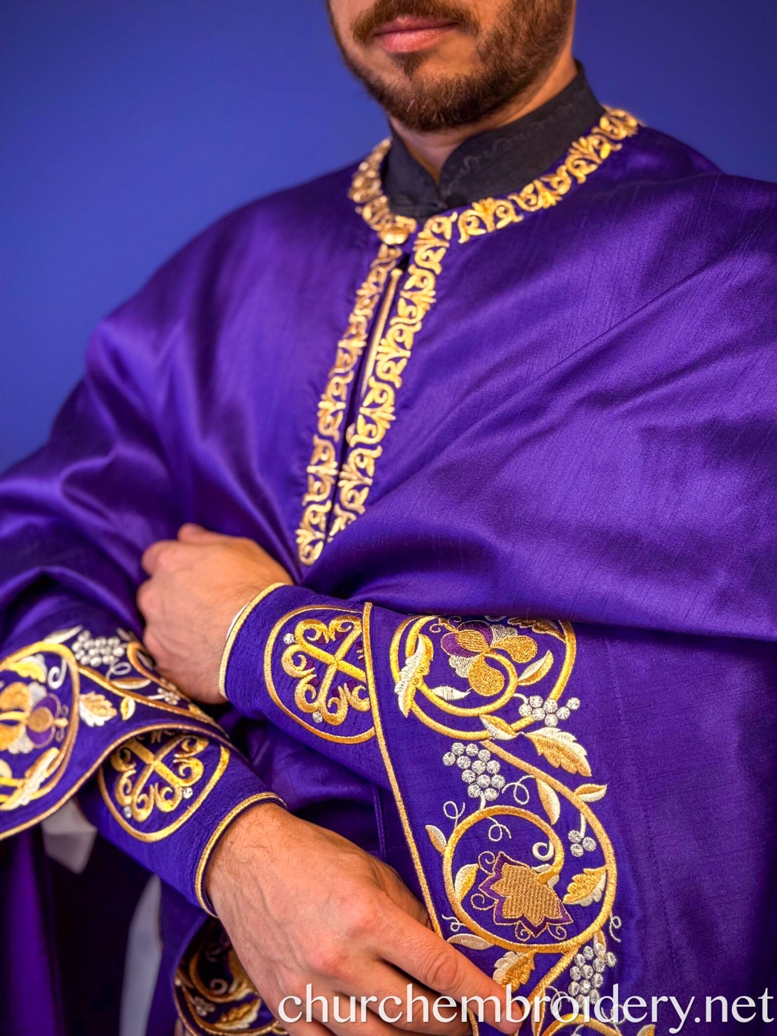 Fully Embroidered Priest Archpriest Orthodox Vestments Set Purple Gold ...