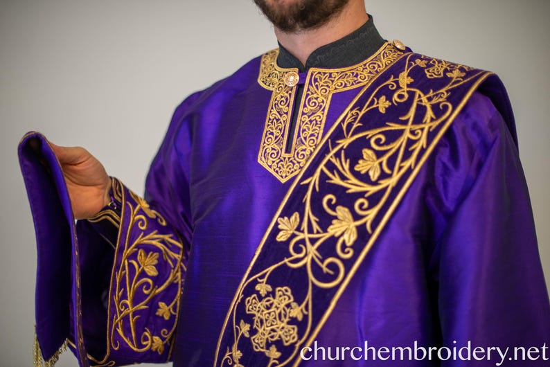 Fully Embroidered Orthodox Deacon Vestments Set Purple Gold - Etsy