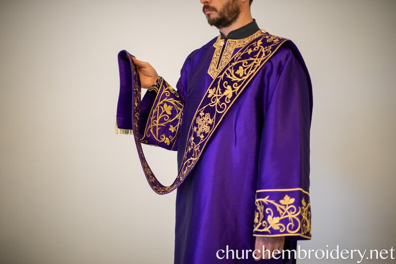 Fully Embroidered Orthodox Deacon Vestments Set Purple Gold - Etsy