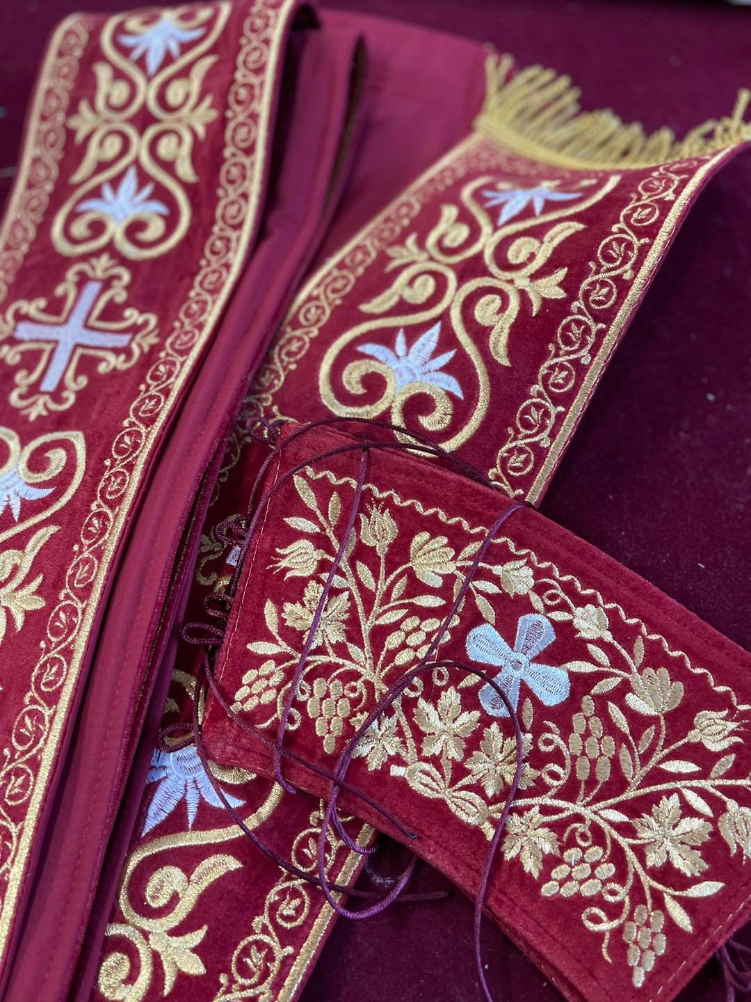 Protodeacon Fully Embroidered Protodeacon Double Orarion With Cuffs - Etsy