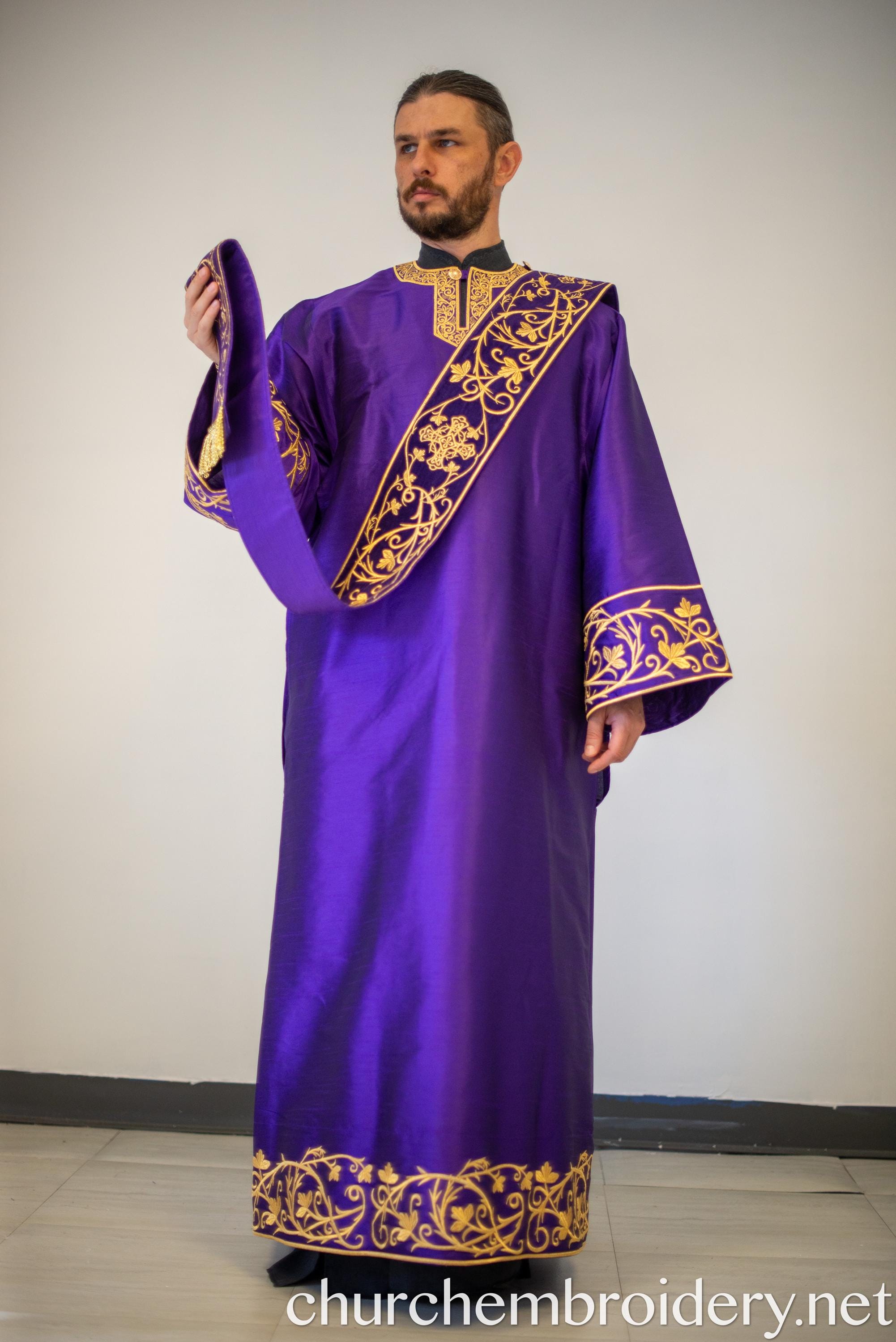 Fully Embroidered Orthodox Deacon Vestments Set Purple Gold - Etsy