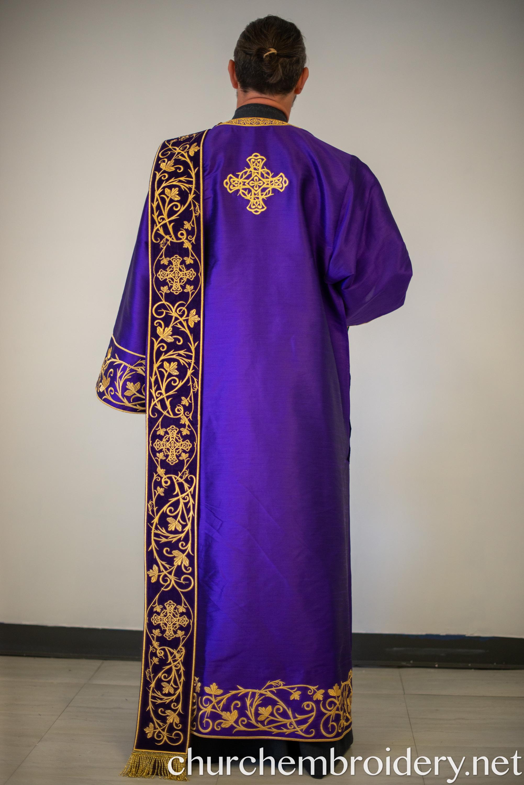 Fully Embroidered Orthodox Deacon Vestments Set Purple Gold - Etsy