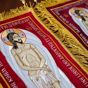 Fully-embroidered Orthodox Church Shroud (epitaphios) of Christ. Small