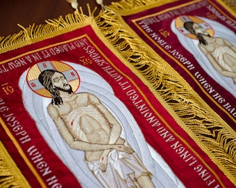 Sindone (epitaphios) di Cristo completamente ricamato della Chiesa ortodossa. Piccolo