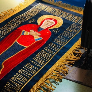 Fully-embroidered Orthodox Church Shroud (epitaphios) Of Theotokos 12x23&quot;
