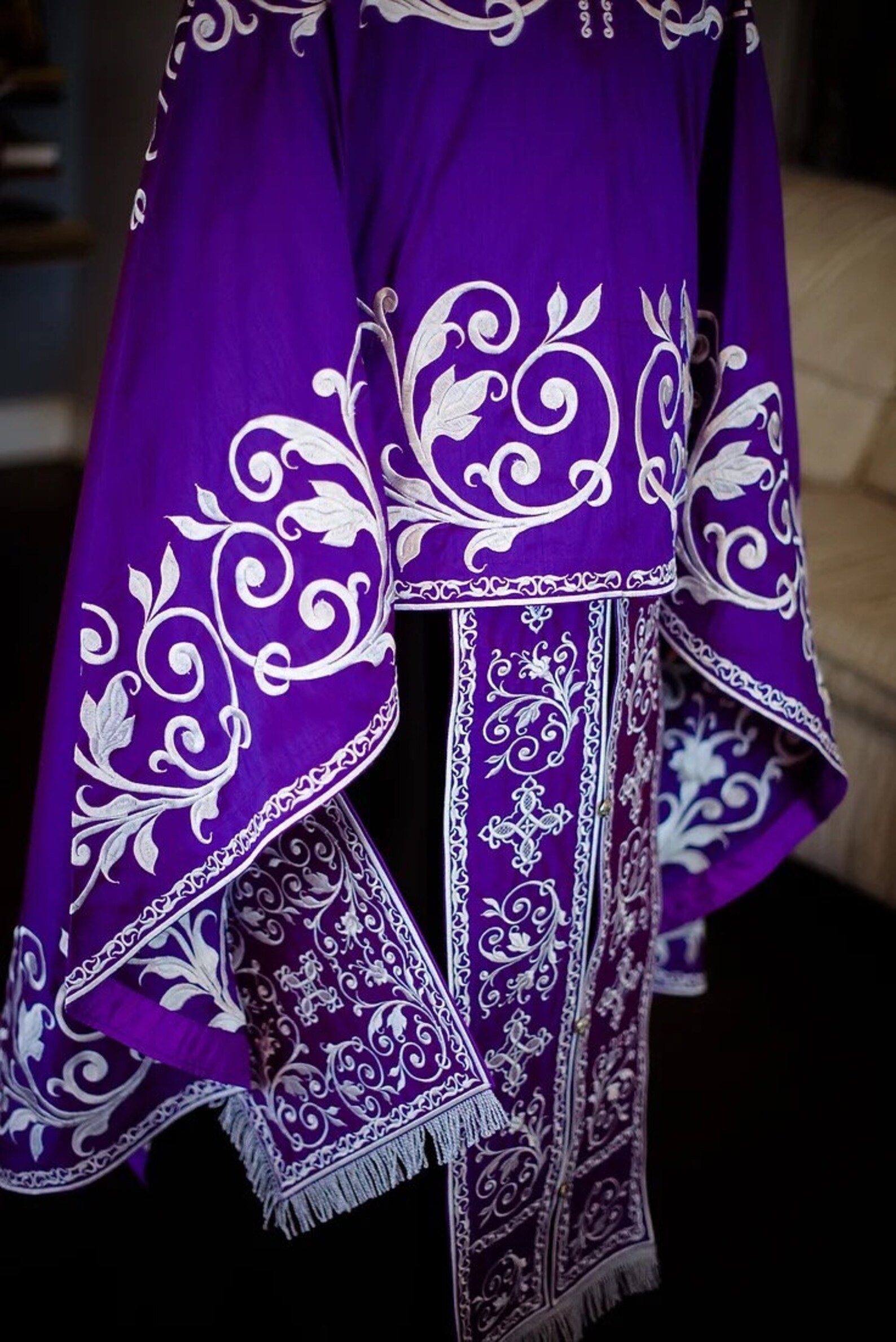 Fully Embroidered Orthodox Priest Vestments Set, Purple Silver - Etsy