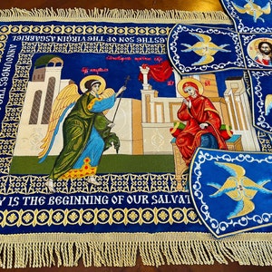 Fully Embroidered Chalice Covers with icon of The Annunciation