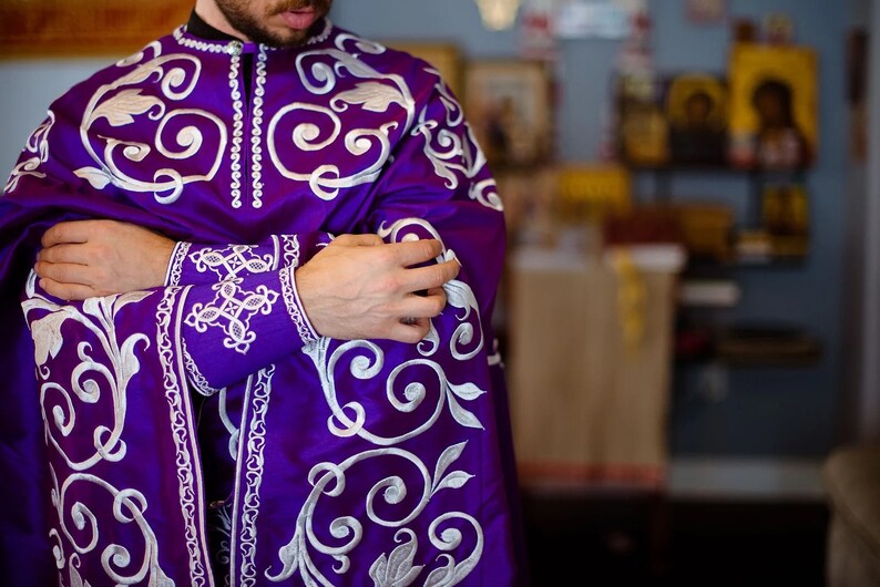 Fully Embroidered Orthodox Priest Vestments Set, Purple Silver - Etsy