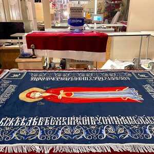 Fully-embroidered Orthodox Church Shroud (epitaphios) of Theotokos Large, Premium Quality