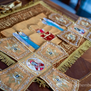 Fully embroidered Beautiful Premium Quality Chalice Covers et for Orthodox Church tradition temple Christ The Lamb