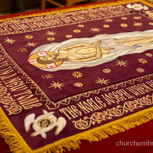 Fully-embroidered Orthodox Church Shroud (epitaphios) of Christ