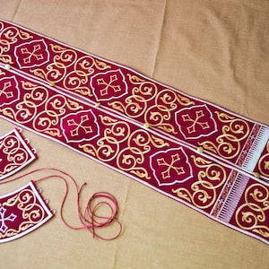 fully embroidered orthodox priest bishop epitrahelion set (with cuffs)