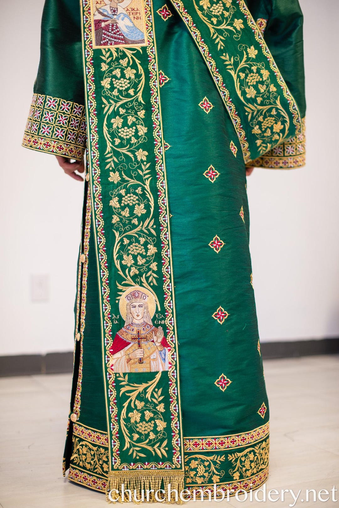 Protodeacon Fully Embroidered Orthodox Deacon Protodeacon Vestments Set, Green Gold ...