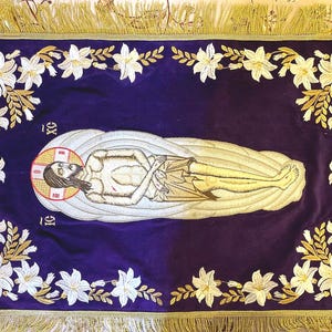 Fully-embroidered Orthodox Church chalice covers with icon of Christ