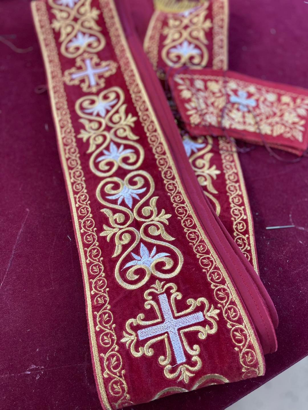 Protodeacon Fully Embroidered Protodeacon Double Orarion With Cuffs - Etsy