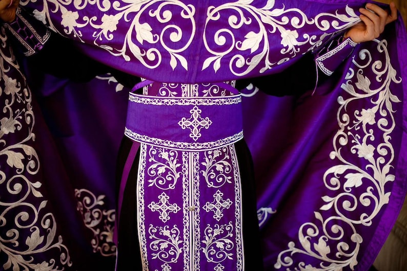 Fully Embroidered Orthodox Priest Vestments Set, Purple White - Etsy