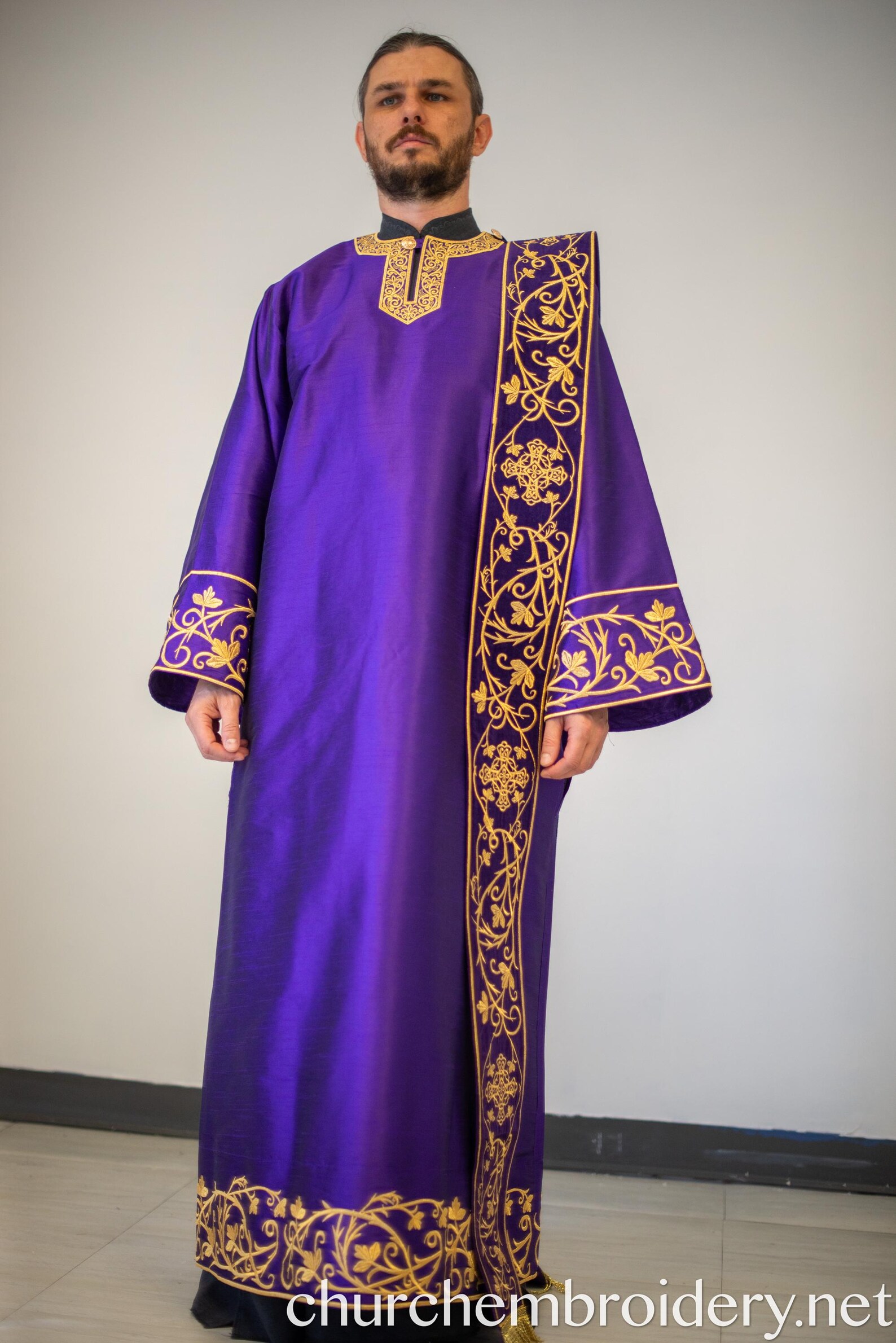 Fully Embroidered Orthodox Deacon Vestments Set Purple Gold - Etsy