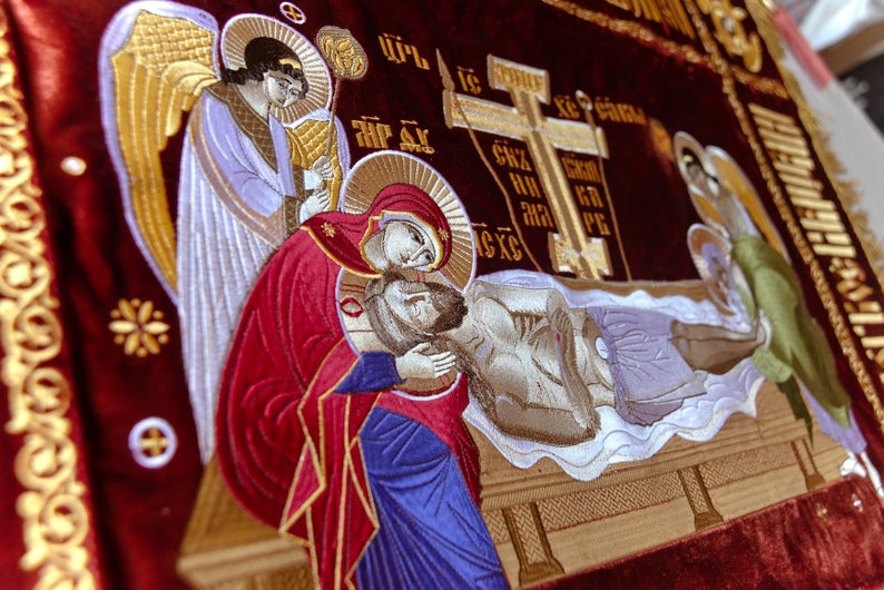 Fully embroidered Orthodox Church Shroud epitaphios of Christ Etsy