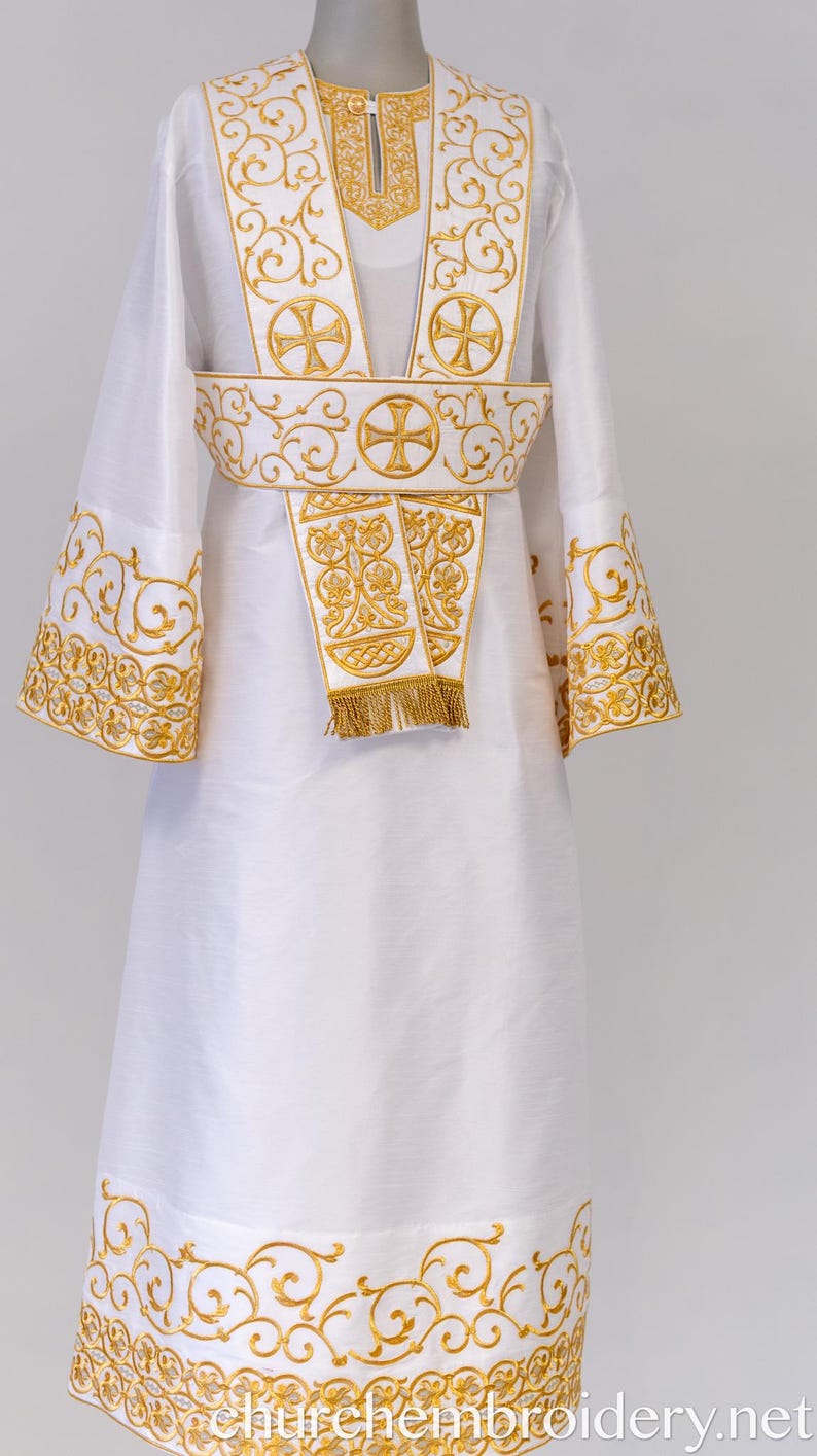 Protodeacon Fully Embroidered Orthodox Deacon Protodeacon Vestments Set White - Etsy