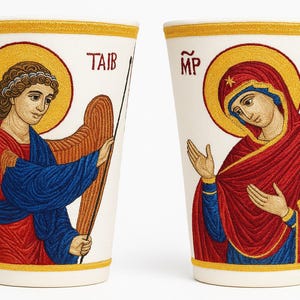 Fully Embroidered Orthodox Priest Bishop Cuffs Annonciations