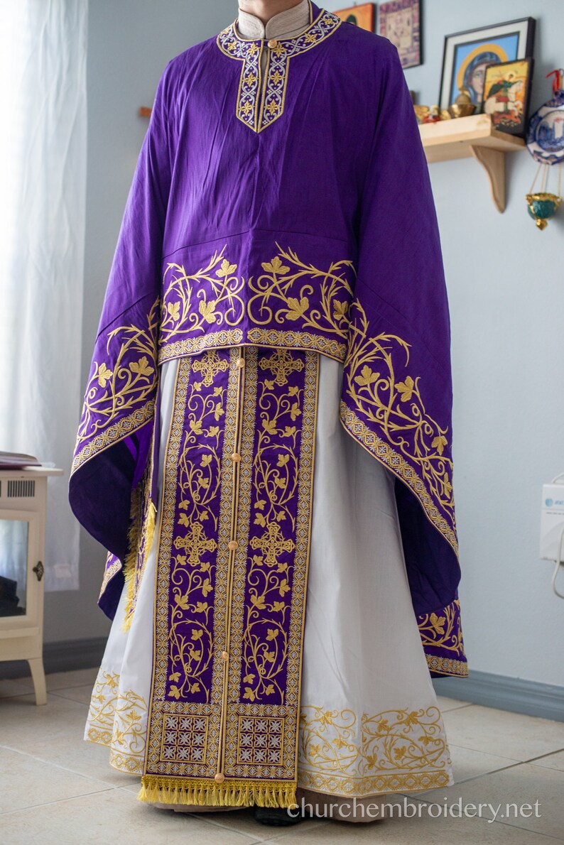 Fully Embroidered Orthodox Priest Vestment Set in Purple Gold - Etsy