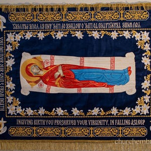 Fully-embroidered Orthodox Church Shroud (epitaphios) Of Theotokos
